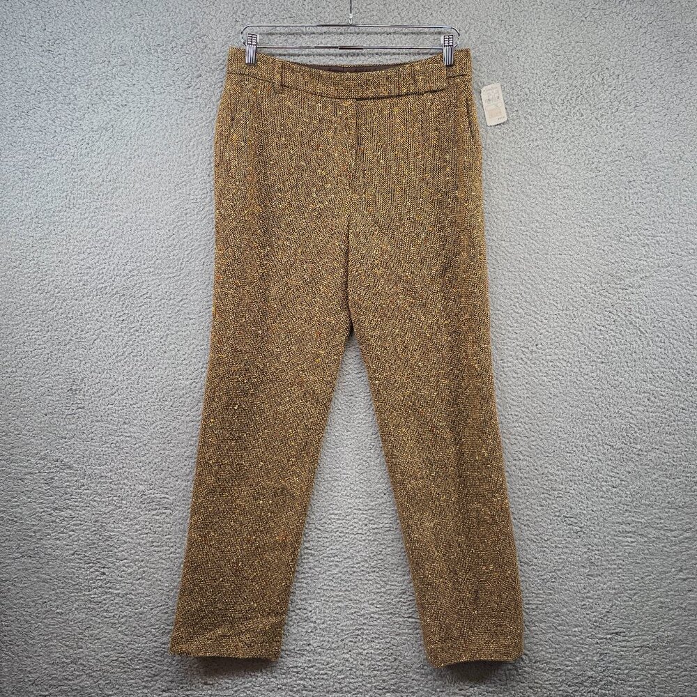 NWT Rena Lange Trousers Tweed Wool Blend Pants Vintage Yellow Gold 10